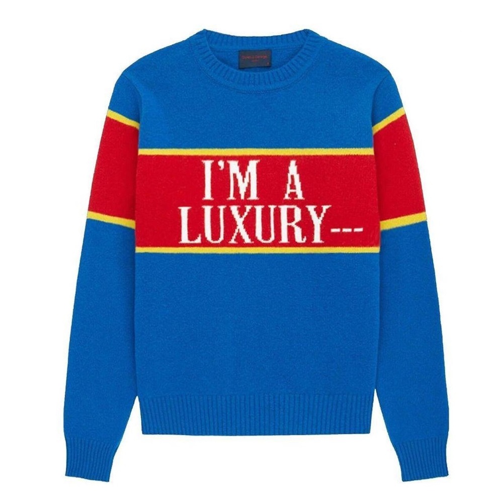 NWT Gyles & George + Rowing Blazers “I’m a Luxury” wool sweater. Size Medium.